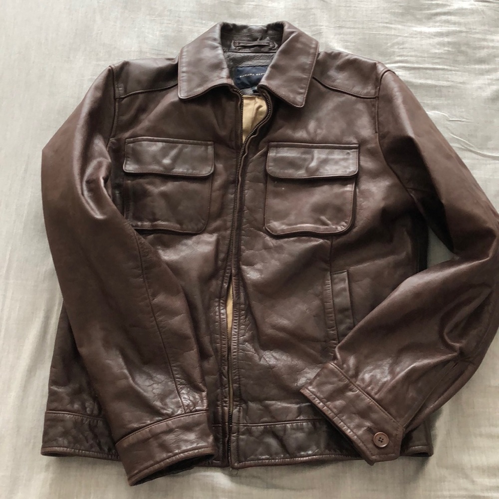Fitted, lambskin Banana Republic leather jacket
